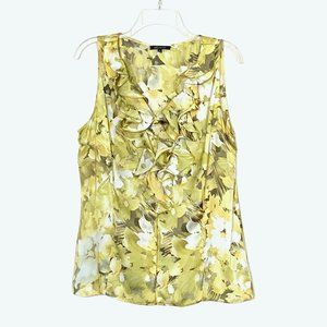 Anne Klein Sleeveless Ruffle Floral Blouse Top Size L